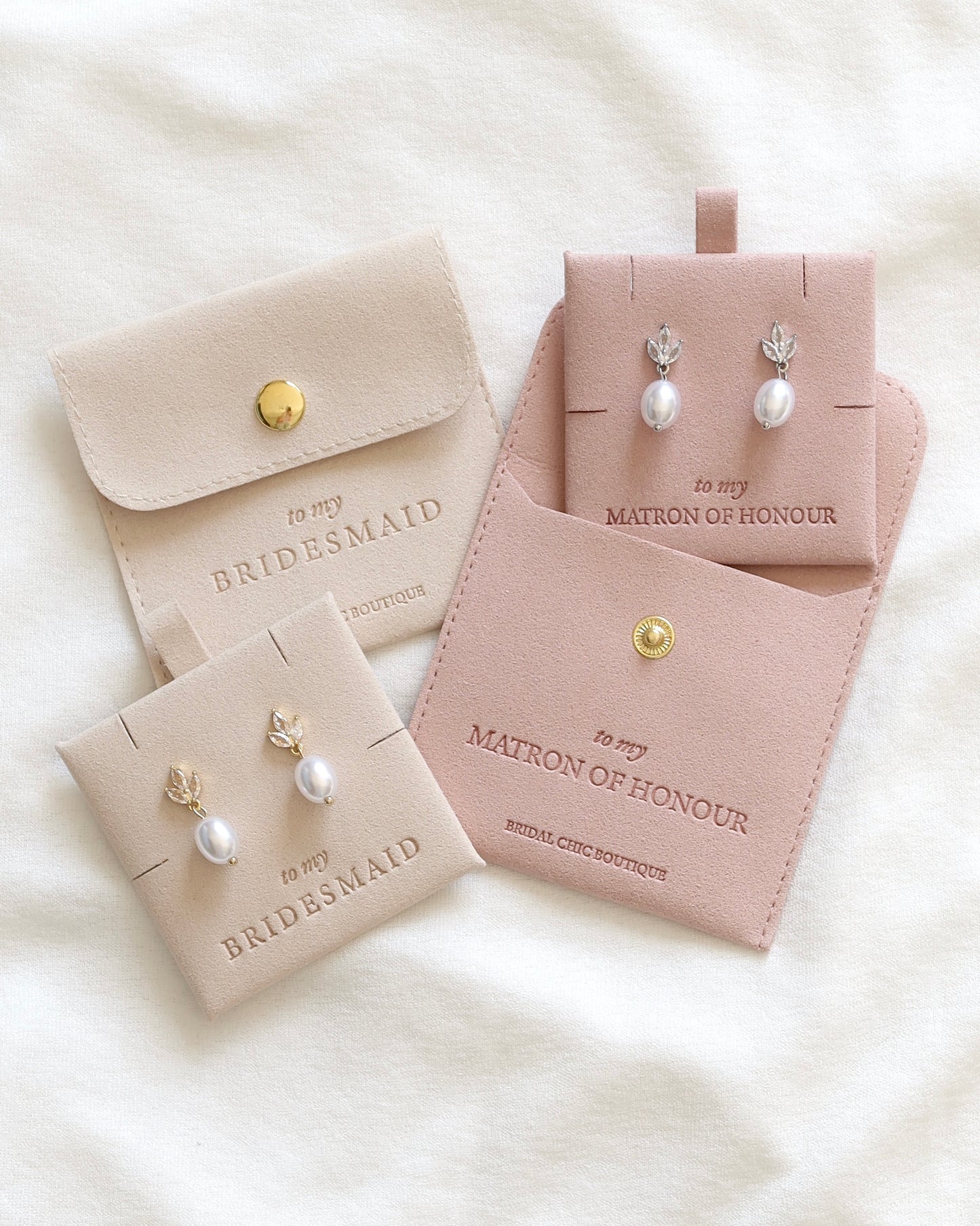 Bridesmaid Pearl Drop Earrings 18K Gold Plated