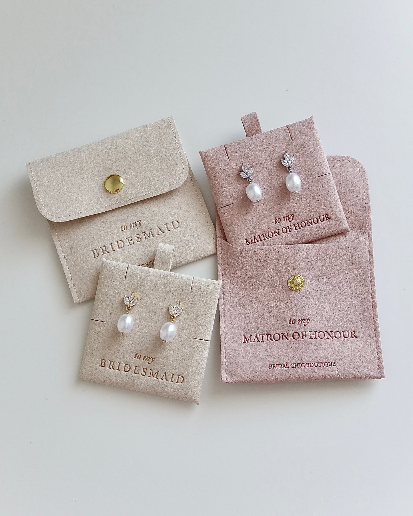 Bridesmaid Pearl Drop Earrings 18K Gold Plated