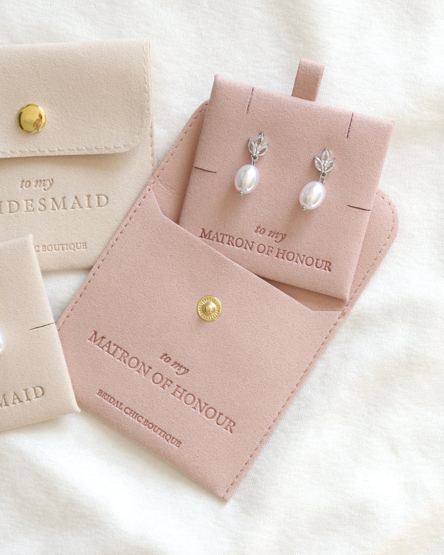 Bridesmaid Pearl Drop Earrings 18K Gold Plated