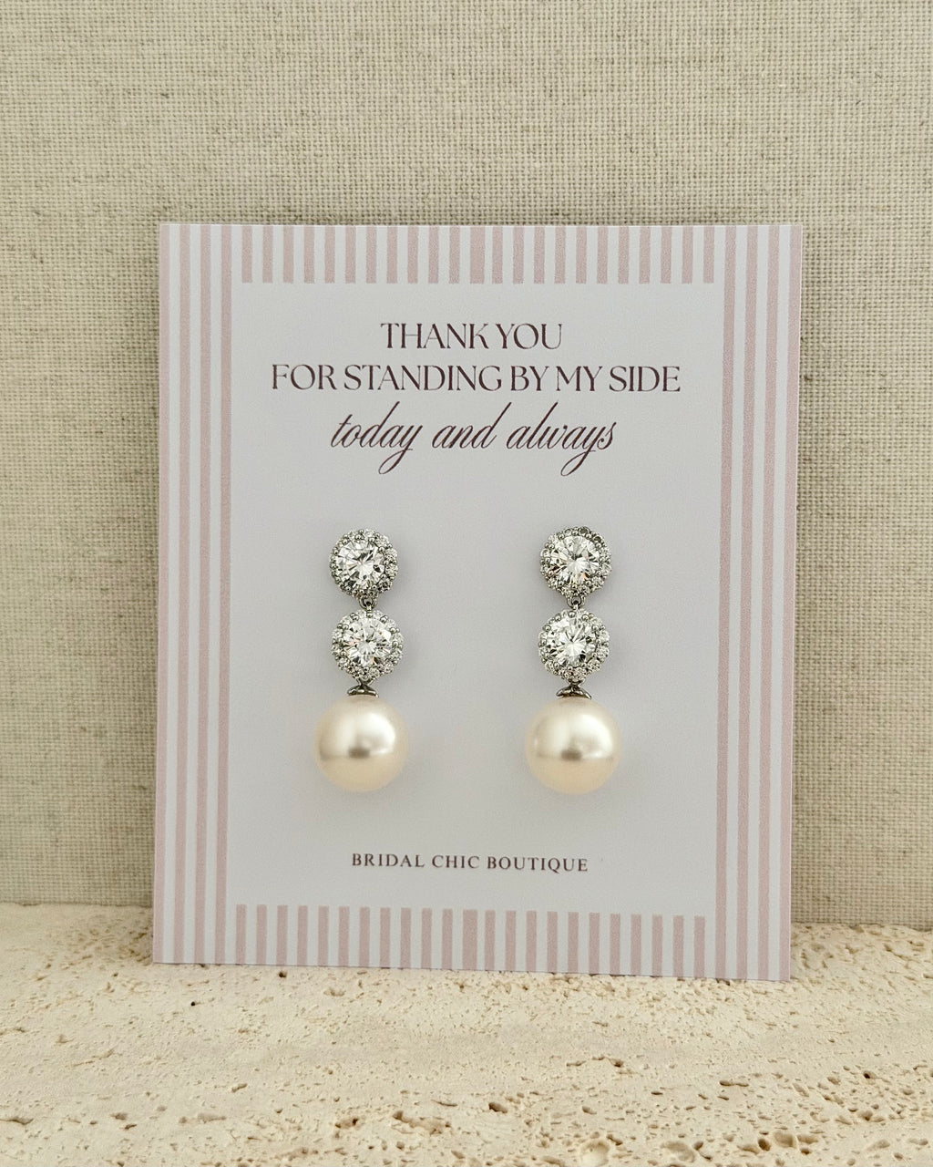 Double Crystal Pearl Bridesmaid Earrings
