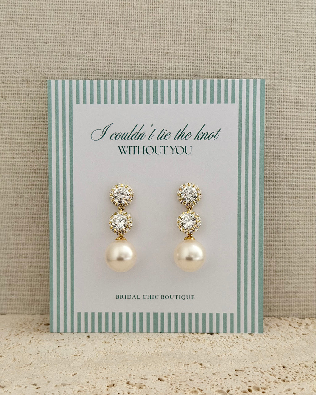 Double Crystal Pearl Bridesmaid Earrings