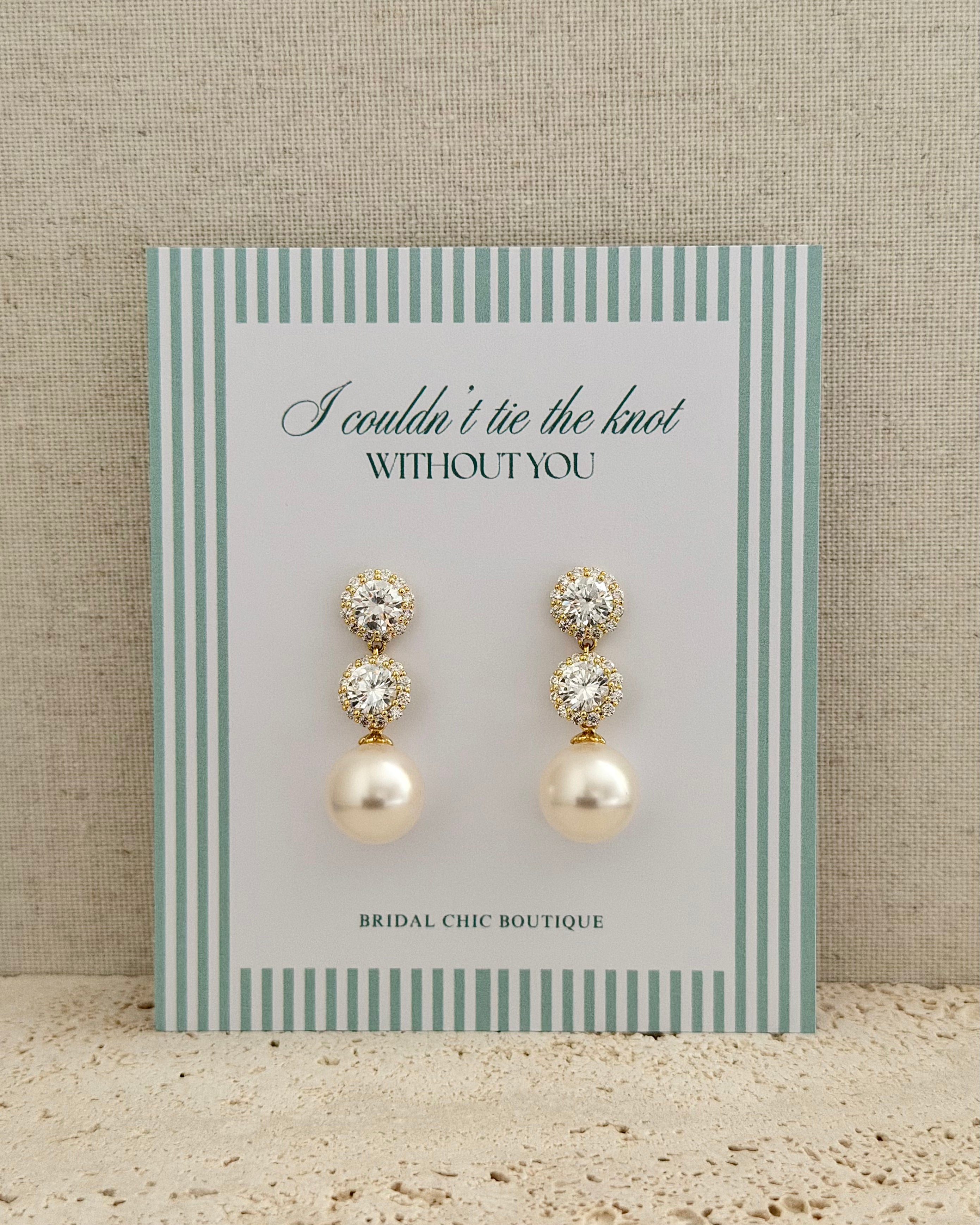 Double Crystal Pearl Bridesmaid Earrings