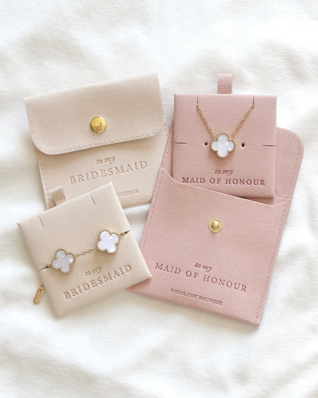 Bridesmaid Clover Bracelet and Necklace