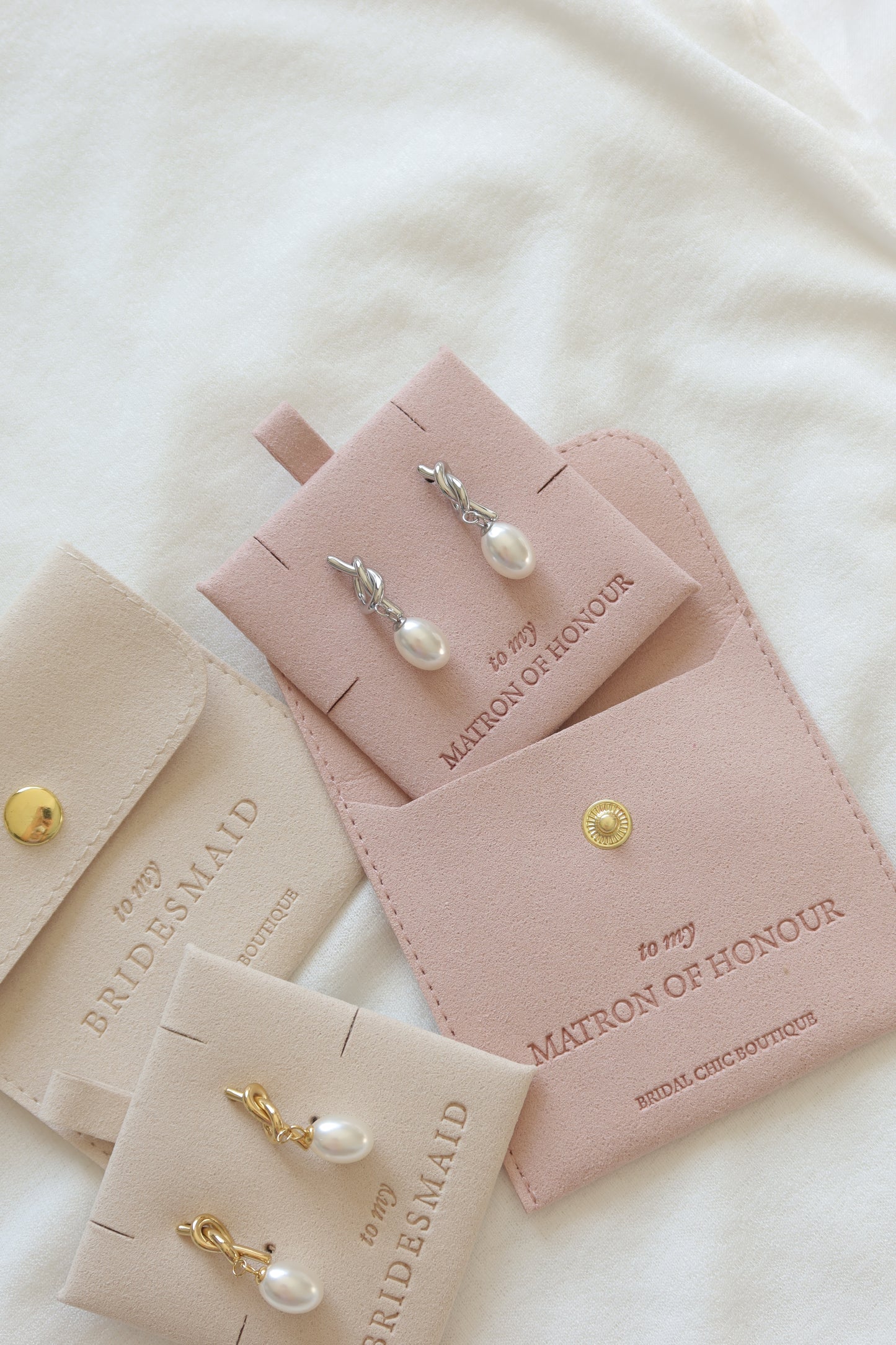 Pearl Knot Earrings 18K Gold Plated
