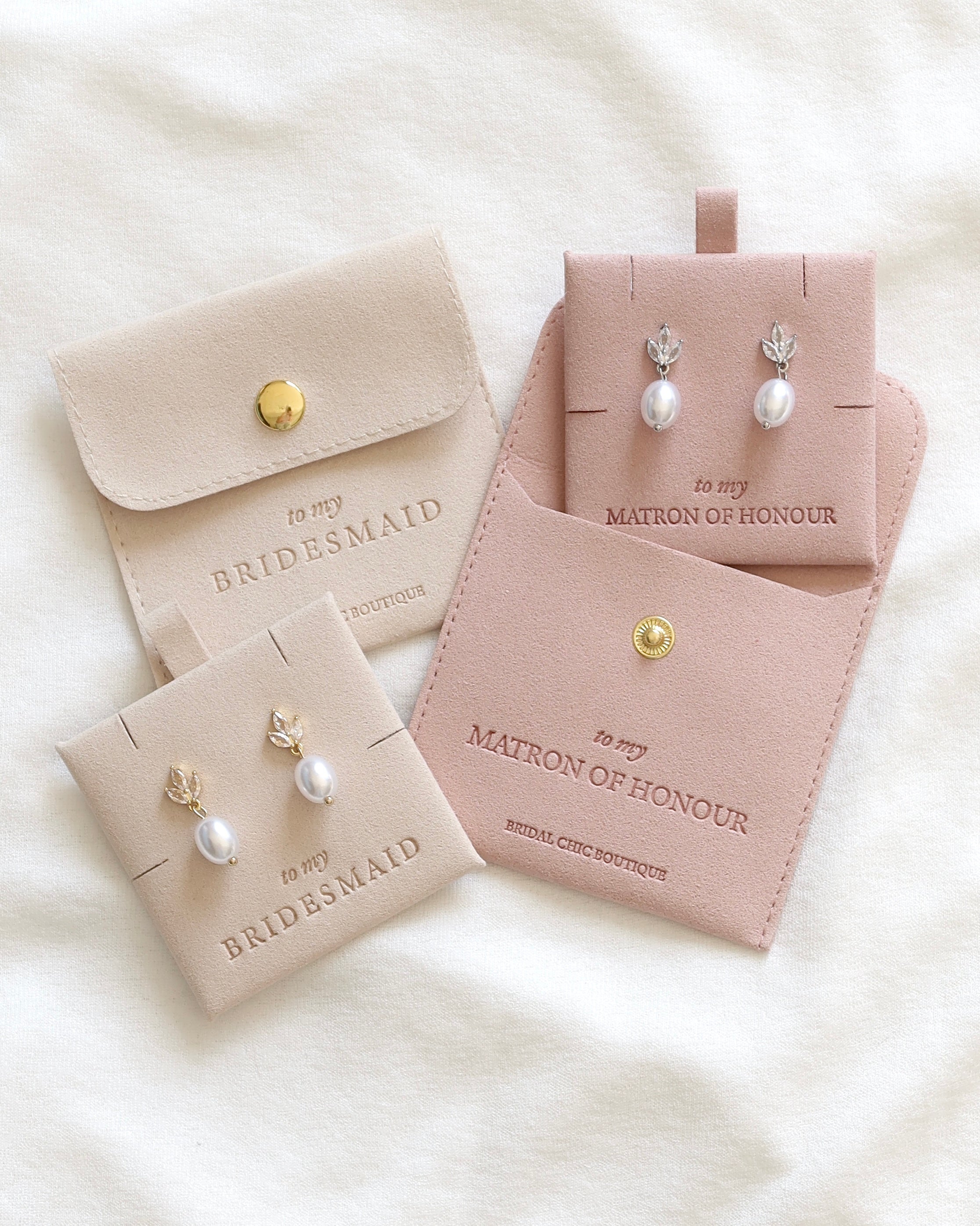 Bridesmaid Pearl Drop Earrings 18K Gold Plated