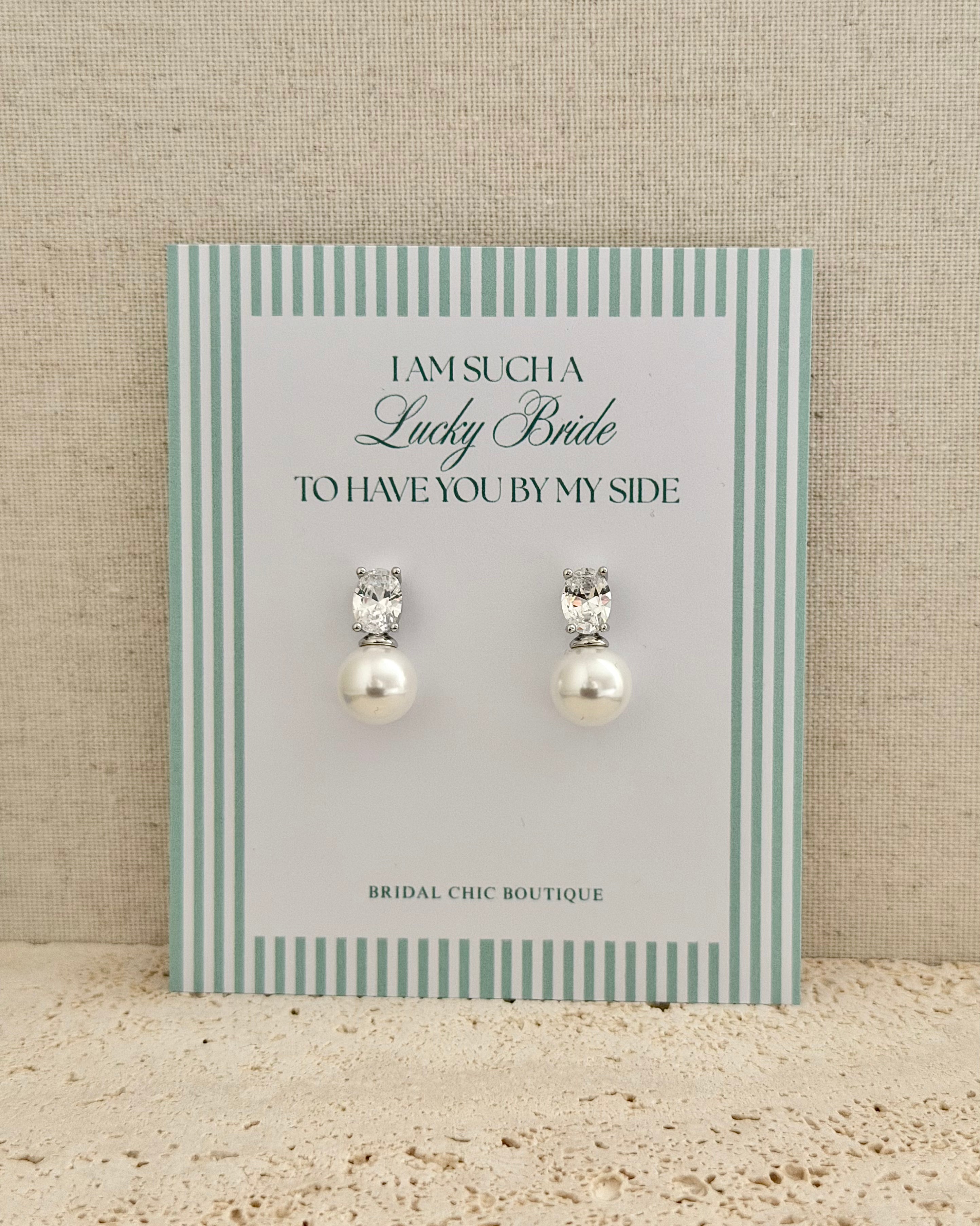 Stone Crystal Pearl Earrings Thank you Gift