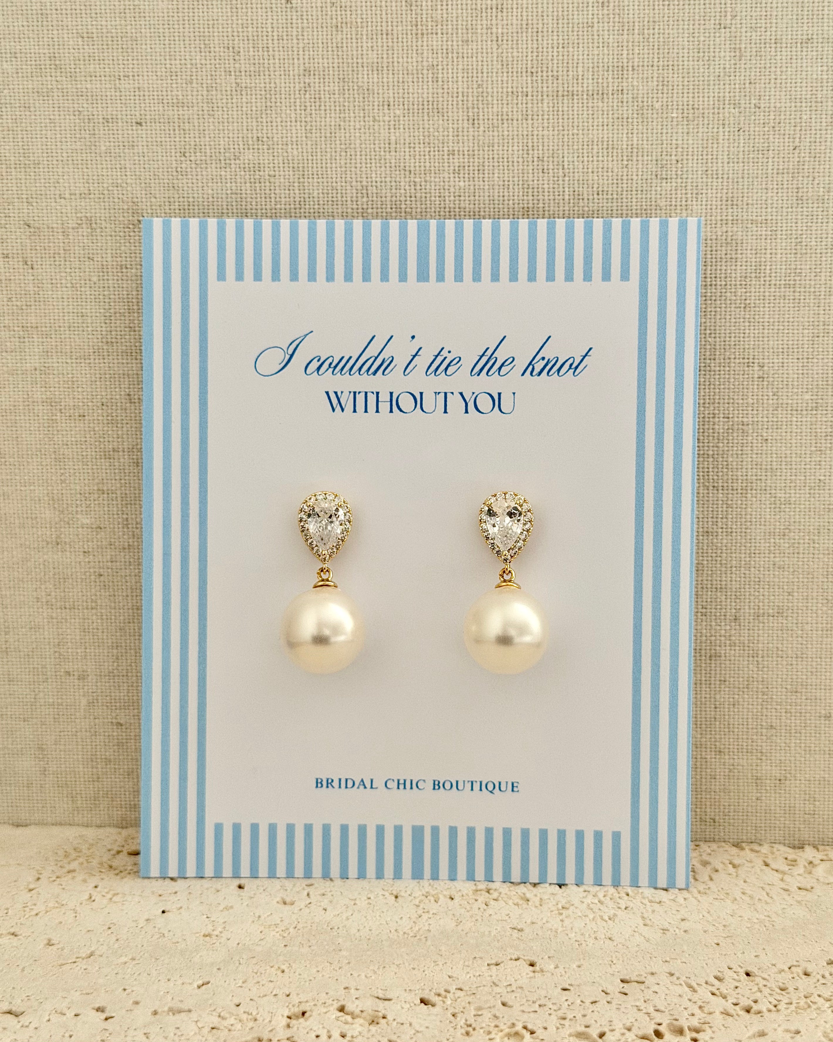 Teardrop Crystal & Pearl Bridesmaid Earrings