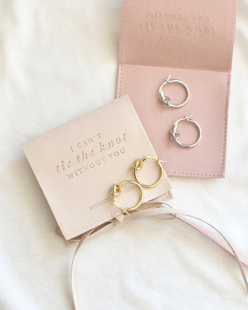 Bridesmaid Knot Earrings 18K Gold Plated