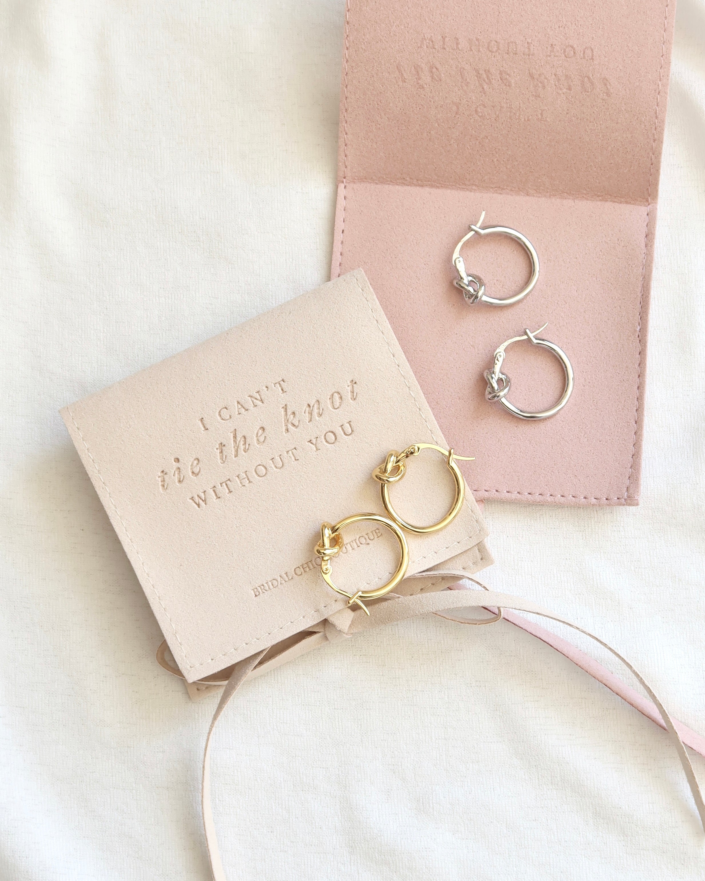 Bridesmaid Knot Earrings 18K Gold Plated