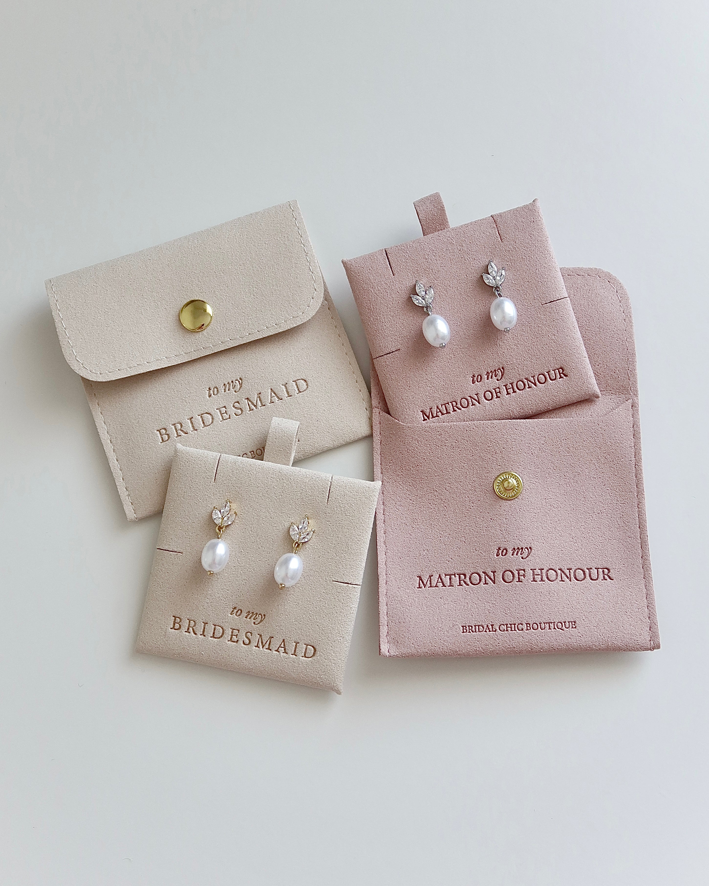 Bridesmaid Pearl Drop Earrings 18K Gold Plated