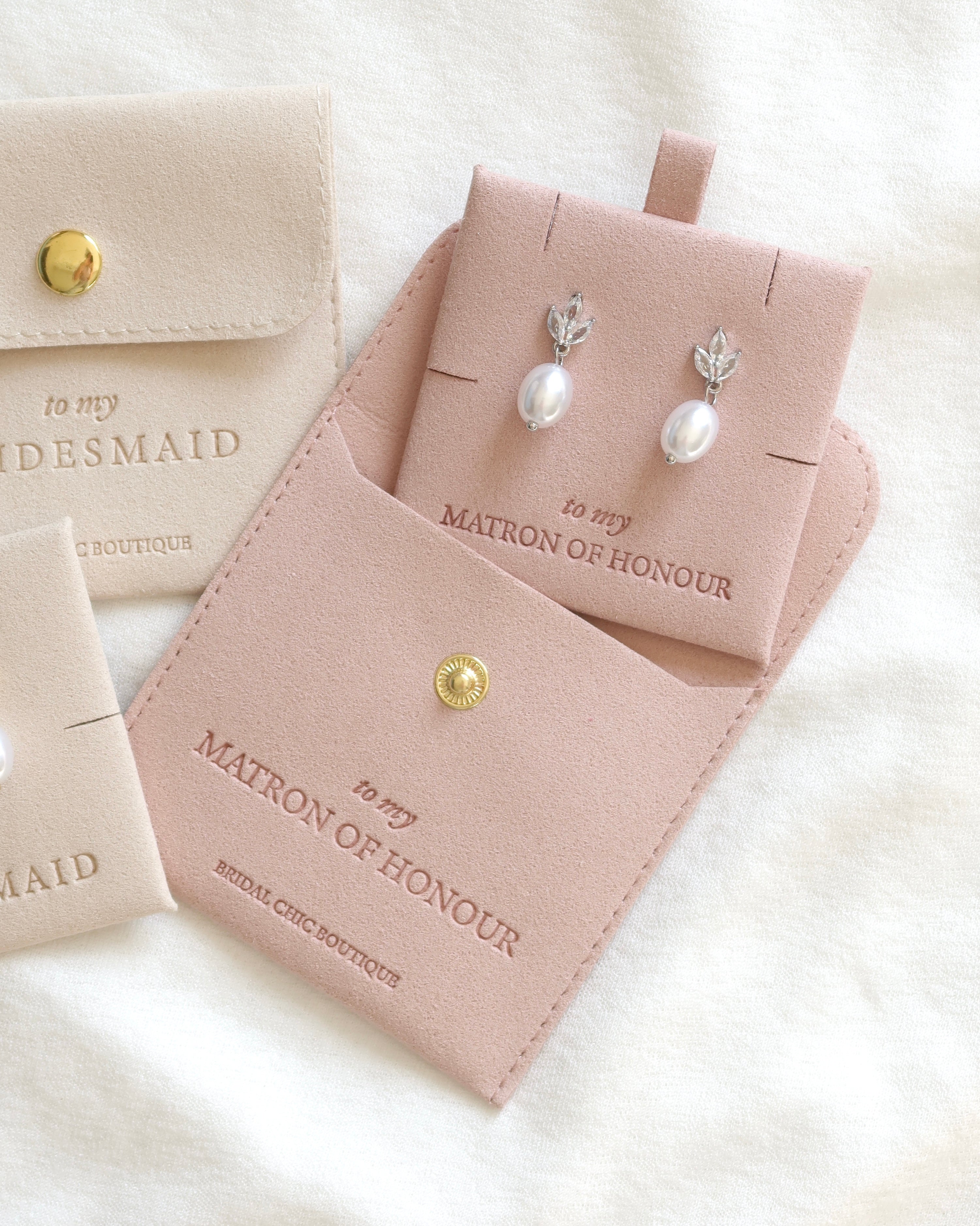 Bridesmaid Pearl Drop Earrings 18K Gold Plated