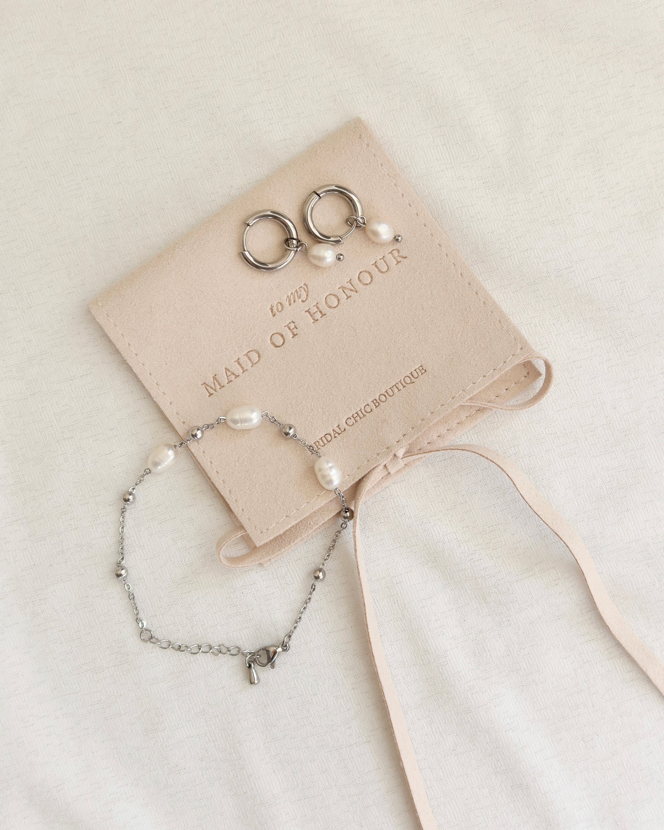 Bridesmaid Pearl Jewellery Set Silver