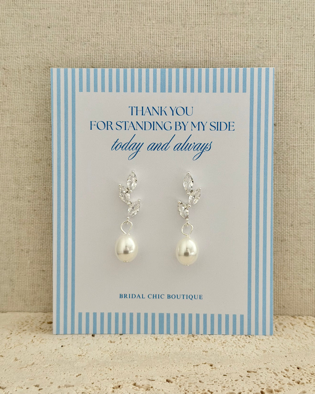 Leaf Pearl Drop Earrings Bridal Party