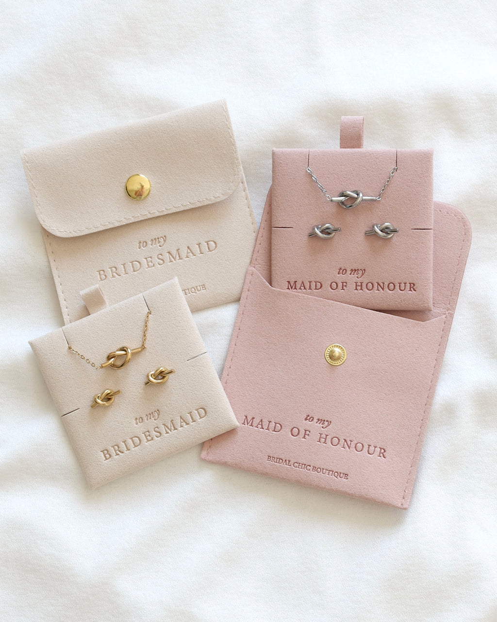 Bridesmaid Knot Pearl Earrings 18K