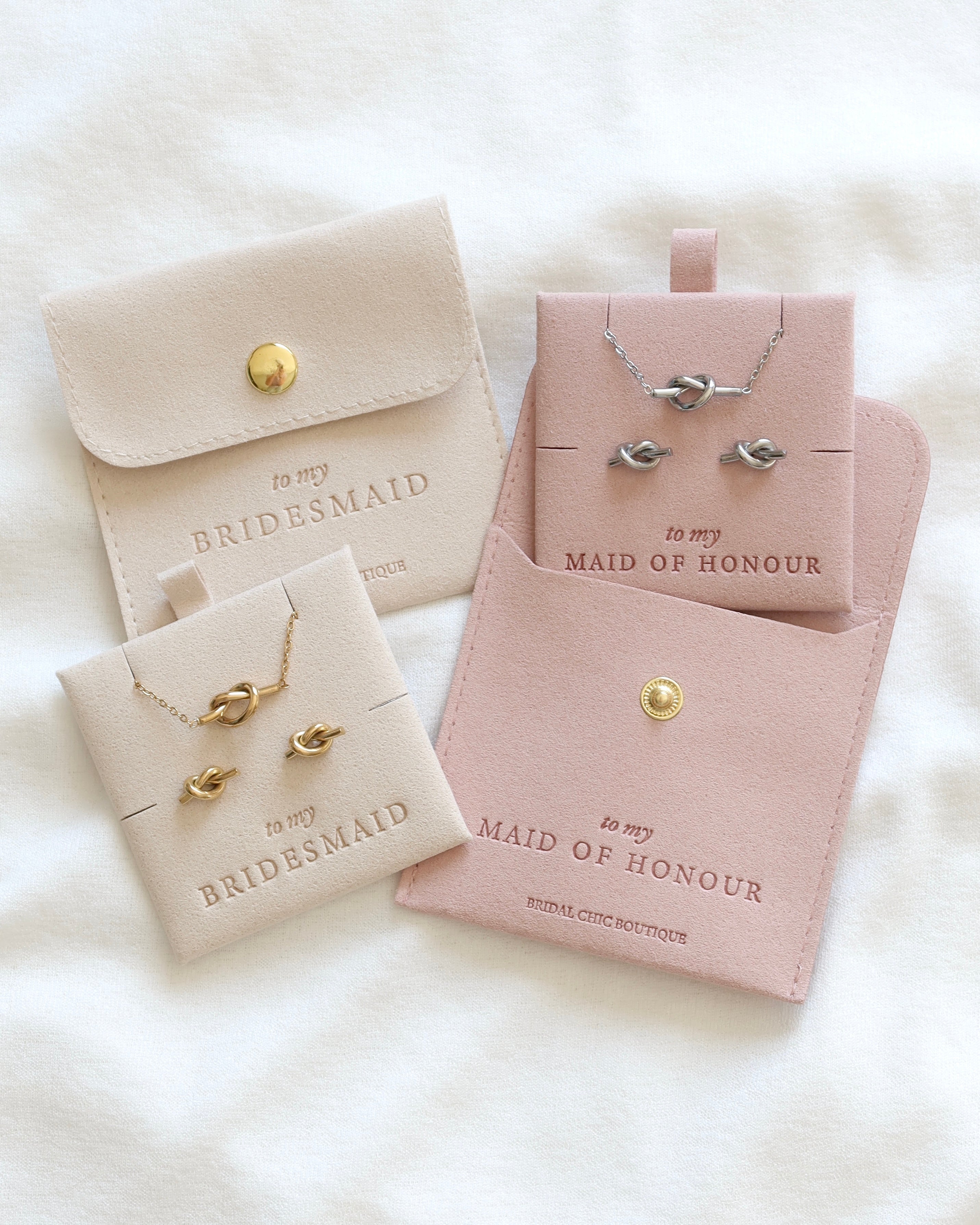 Bridesmaid Knot Pearl Earrings 18K