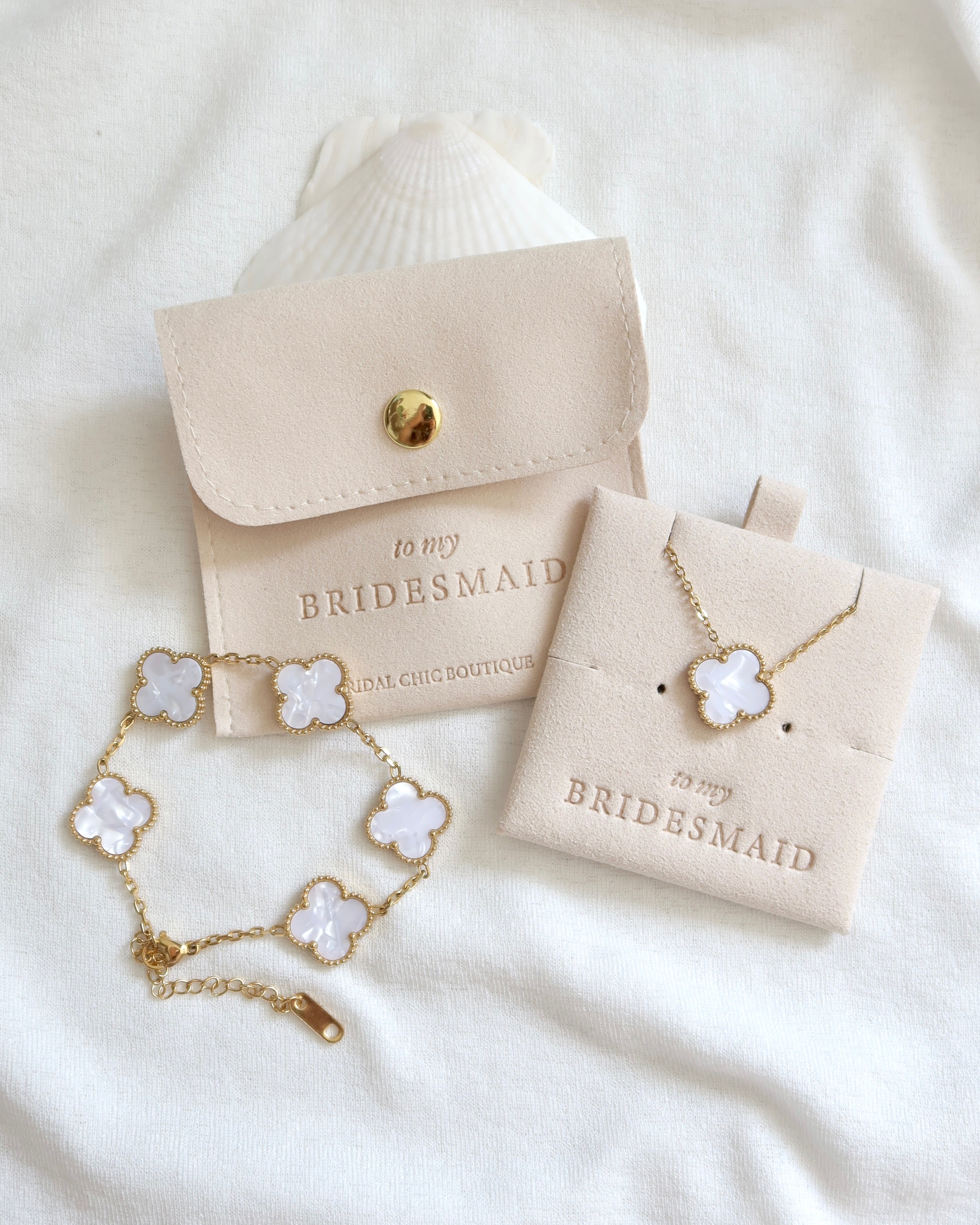 Bridesmaid Clover Bracelet and Necklace