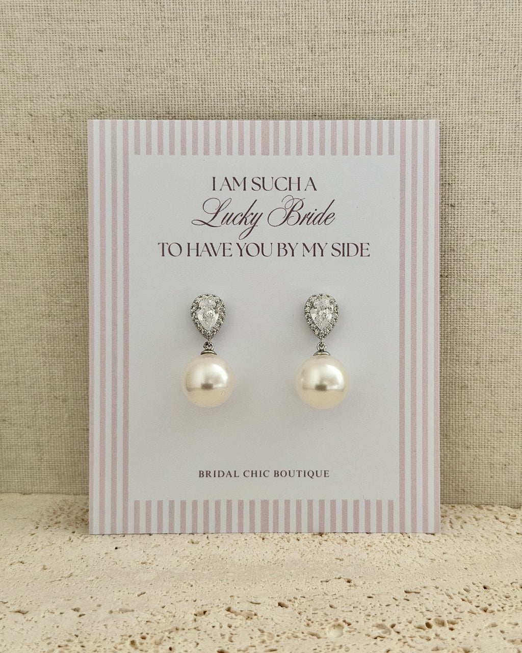 Teardrop Crystal & Pearl Bridesmaid Earrings