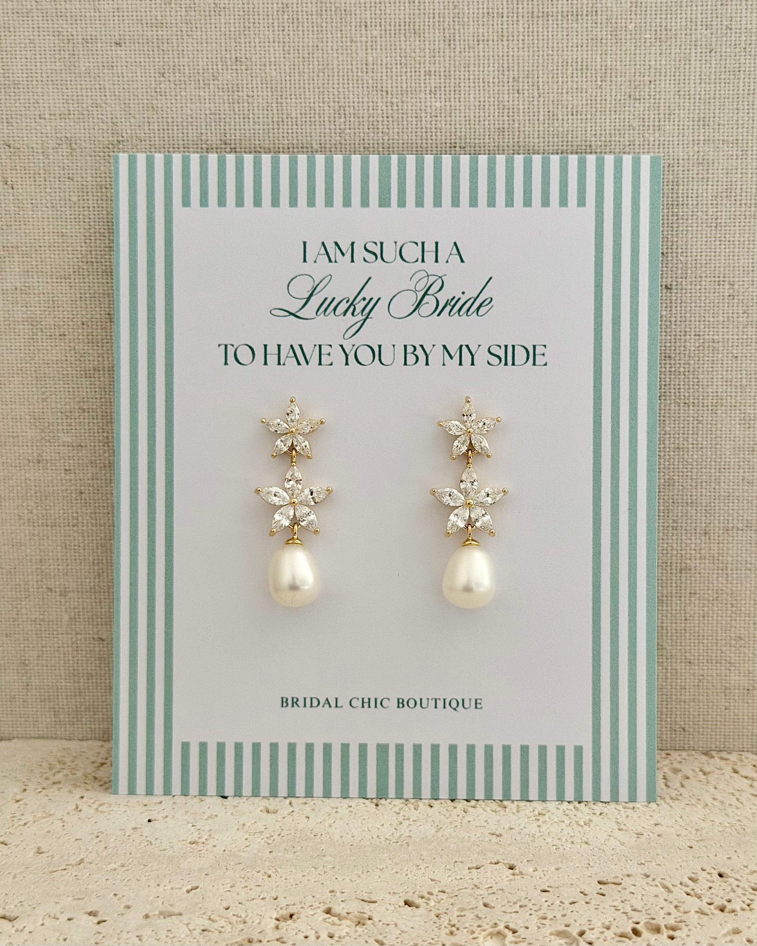 Floral Drop Earrings Bridesmaid Card