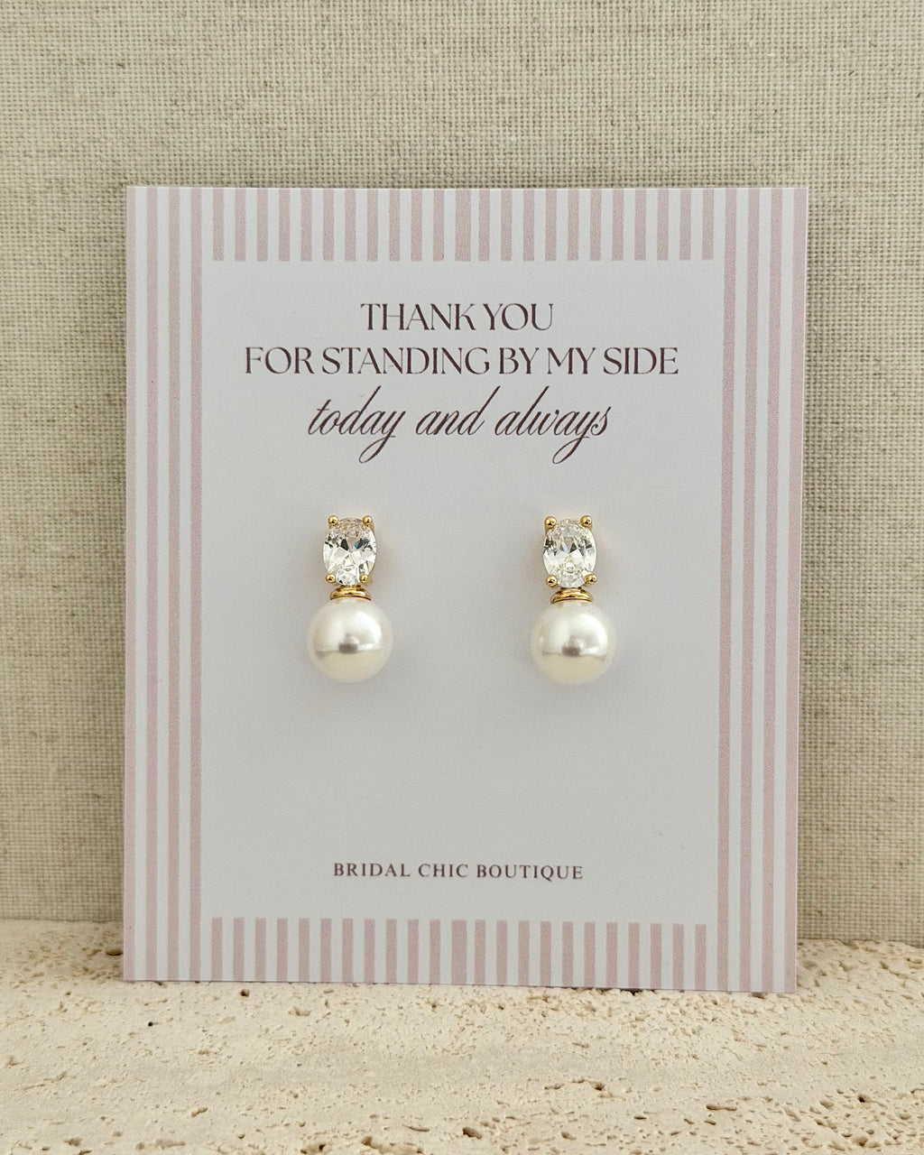 Stone Crystal Pearl Earrings Thank you Gift
