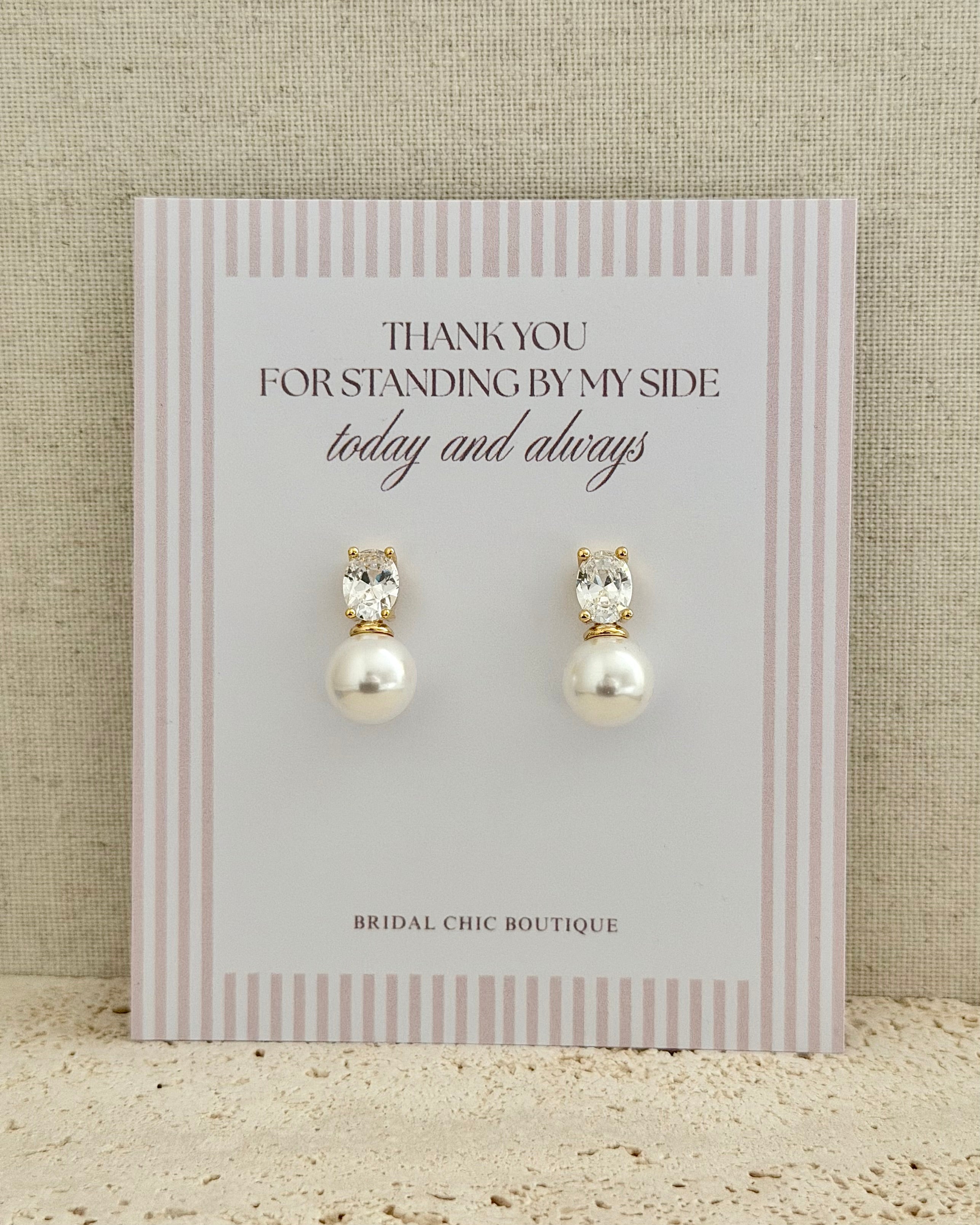 Stone Crystal Pearl Earrings Thank you Gift