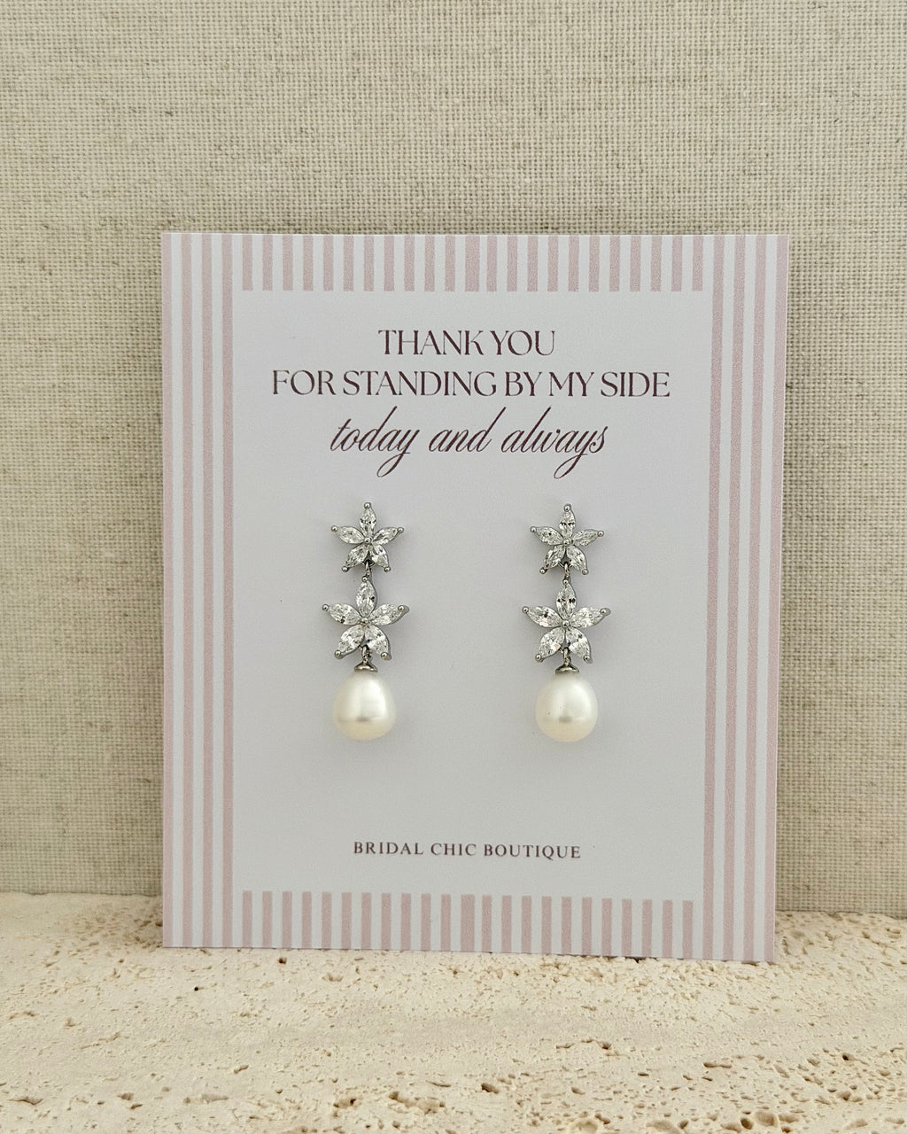 Floral Drop Earrings Bridesmaid Card