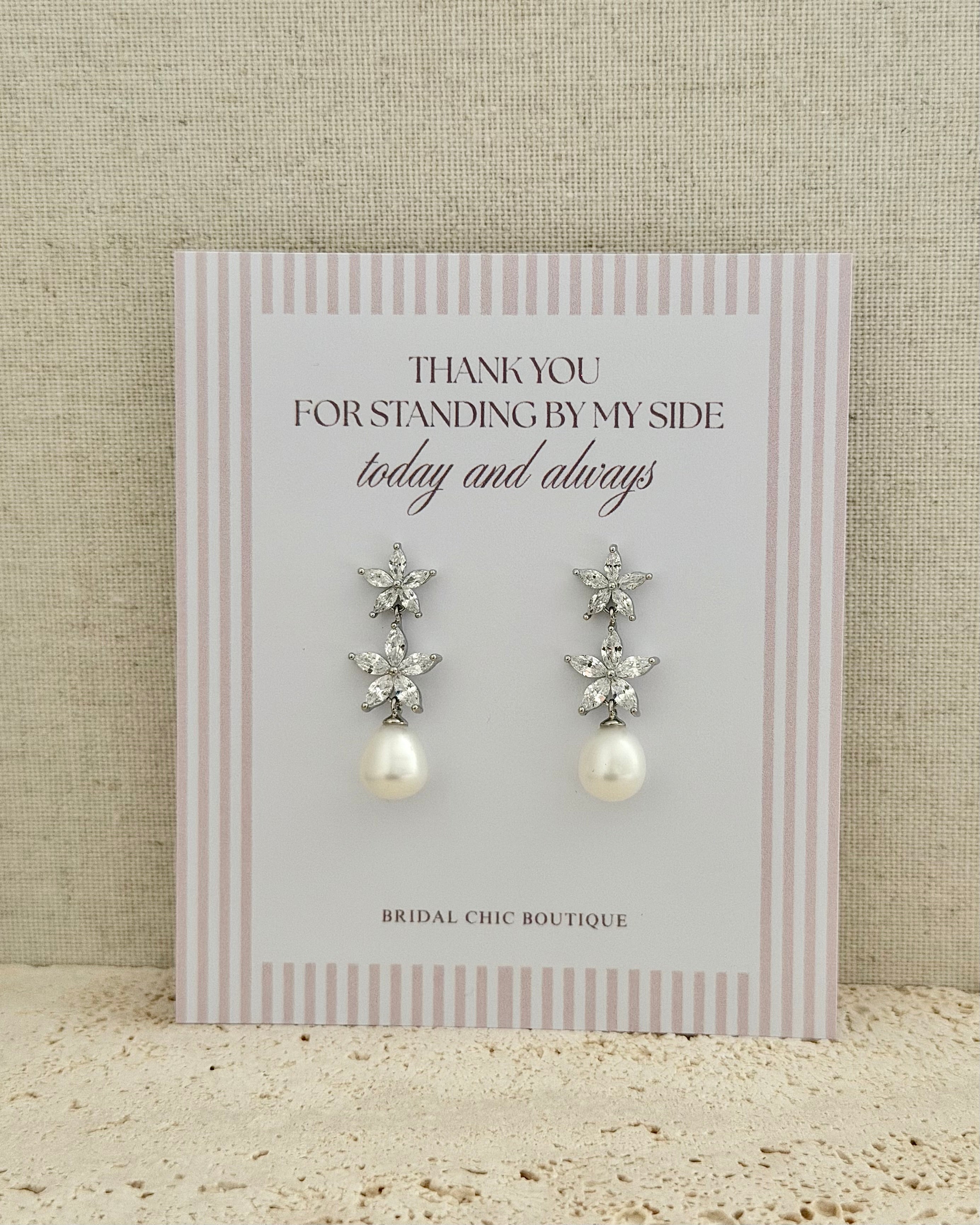 Floral Drop Earrings Bridesmaid Card