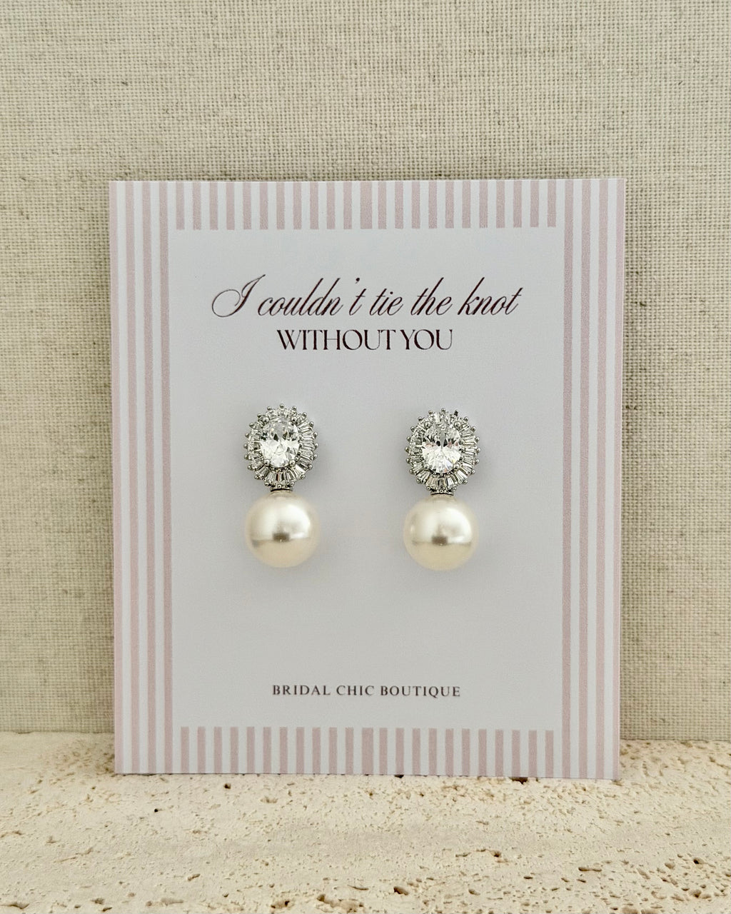 Oval Crystal & Pearl Earrings for Bridal Party